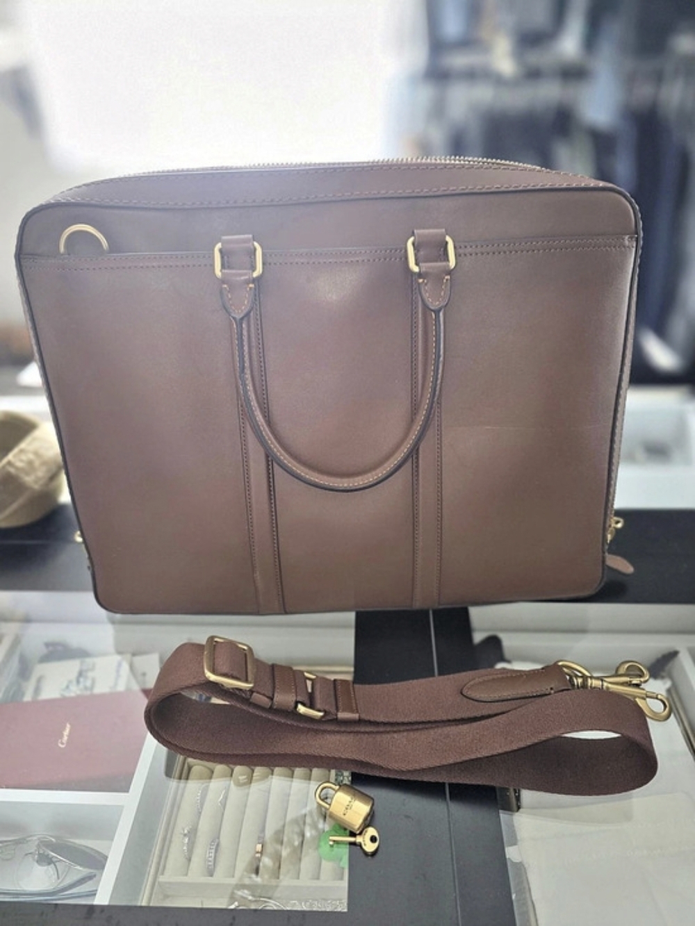 Coach Ethan, Large Glovetanned Leather Briefcase Messenger Bag, Brown